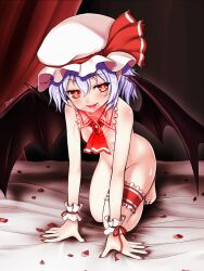  animated animated_gif barefoot bed blush bottomless demon demon_girl fangs femdom flat_chest glowing glowing_eyes hat kairistwins leaning_forward manip monster_girl nail_polish nude open_mouth pandouaide_(manipper) pov pov_sub red_eyes remilia_scarlet ribbon short_hair spiral tongue tongue_out topless touhou vampire white_hair wings 
