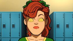  animated animated_gif bow cheerleader expressionless female_only femsub jean_grey lipstick marvel_comics red_hair screencast spiral_eyes super_hero super_hero_squad symbol_in_eyes western 