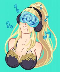  animated animated_gif blonde_hair bra breasts centorea_shianus dazed drool empty_eyes female_only femsub headphones hypnotic_audio hypnotic_music hypnotic_screen large_breasts monster_musume music_player scalesandspirals spiral tech_control underwear very_long_hair visor 