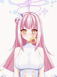  animated blue_archive empty_eyes halo heavy_eyelids large_breasts long_hair mika_(blue_archive) pendulum pink_hair smile tagme video yakai 