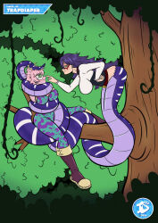 antenna coils dominatrix eye_mask female_only femdom femsub happy_trance hypnotic_eyes jungle kaa_eyes large_breasts long_hair mask mina_ashido my_hero_academia naga_girl nemuri_kayama outdoors pink_hair pink_skin purple_hair short_hair snake_girl trap-diaper