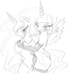  bottomless breasts dazed drool femdom femsub furry greyscale horns horse horse_girl incest large_breasts manip monochrome my_little_pony nude open_mouth princess princess_celestia princess_luna sisters sketch spiral_eyes symbol_in_eyes thighhighs topless very_long_hair western wings zev 