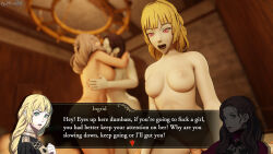 corruption cowgirl_position dochaunt dorothea_arnault fire_emblem fire_emblem_three_houses ingrid_brandl_galatea kissing mercedes_von_martritz nintendo orange_eyes