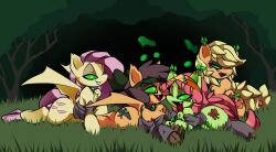 animals_only applejack blonde_hair brown_hair corruption femsub fluttershy freckles horse horse_girl lavenderrose long_hair maledom my_little_pony open_mouth pegasus pink_hair red_hair short_hair slit_pupils tongue tongue_out treehugger wings