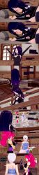  absurdres animal_ears awakening aware black_hair blue_eyes cat_ears closed_eyes clothed cyanstargazer dialogue english_text fairy_tail fake_animal_ears female_only hair_covering_one_eye lisanna_strauss long_hair multicolored_eyes multiple_girls purple_eyes red_eyes sherry_blendy short_hair text white_hair 