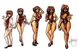  absurdres before_and_after bimbofication breast_expansion breasts brown_eyes brown_hair clothed_exposure comic dark_skin erect_nipples female_only femsub hair_growth happy_trance high_heels hoodie large_breasts long_hair nabiki_tendo nipples one-piece_swimsuit ranma_1/2 short_hair simple_background sketch solo swimsuit traditional trampy_hime transformation white_background 