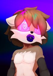  bimbofication felix_lockhart ferret_boy furry gloves large_lips lipstick original purple_eyes silencioarthub spiral_eyes spiralwash_eyes 
