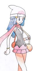  animated animated_gif blue_hair breasts cosplay dawn disguised_hypnotist empty_eyes femsub happy_trance hat long_hair nintendo open_mouth pokemon pokemon_diamond_pearl_and_platinum raygun topless undressing 