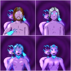  blue_hair breasts comic corruption drone malesub purple_skin sasirre topless transformation transgender 
