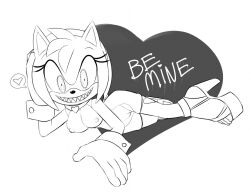  amy_rose boom_boo bottomless breasts collar female_only femsub furry heart hedgehog_girl high_heels large_breasts possession rav sharp_teeth short_hair sketch sonic_the_hedgehog_(series) text thighhighs topless valentine&#039;s_day 