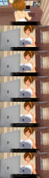 3d absurdres breasts brown_hair comic custom_maid_3d_2 female_only hard_translated kamen_writer_mc large_breasts rika_(made_to_order) tech_control text translated