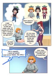 alien black_hair chibi chien_vietnam comic female_only femsub hypnotic_eyes orange_hair red_hair ring_eyes smile ufo ufo_hat