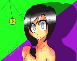 absurdres billcipherspuppet black_hair blush bottomless breasts expressionless female_only long_hair nude spiral_eyes symbol_in_eyes topless