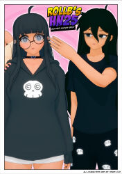 black_hair blush clothed comic dialogue femsub mother_and_daughter pink_hair rollb spiral_eyes text