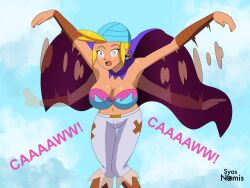 absurdres breasts femsub large_breasts open_mouth pet_play shantae_(series) sky_(shantae) syas-nomis symbol_in_eyes text