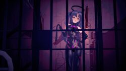  3d bare_shoulders blue_archive blue_eyes blue_hair bodysuit dominatrix female_only femdom femsub gloves halo hypnotized_dom koikatsu! looking_at_viewer lsor_koikatu opera_gloves pov pov_sub rubber smile solo twintails whip yuuka_(blue_archive) 