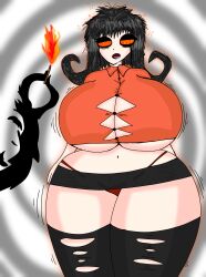  breast_expansion breasts charlie_(don&#039;t_starve) don&#039;t_starve femsub flame huge_breasts hypnotic_eyes hypnotic_fire skirt thefahuzgleaner thick_thighs tight_clothing willow_(don&#039;t_starve) 