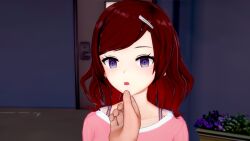 3d empty_eyes female_only glowing_eyes hana_(lustful_sin) hand_on_head lustful_sin open_mouth ring_eyes robotic_trance robotization