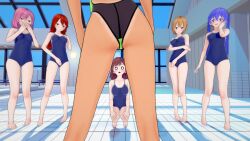 3d ass brown_hair femsub haigure_ayami haigure_ayami_(artist) happy_trance large_breasts leotard original school_swimsuit