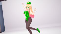 3d bangs body_control bracelet bunnysuit clothed collar empty_eyes female_only femsub happy_trance long_hair marin_kitagawa multicolored_hair my_dress-up_darling slime sonrio12 standing