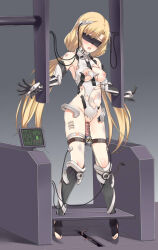 angela_balzac barcode blindfold blonde_hair bondage expelled_from_paradise femsub helmet kuro_(kuronell) open_mouth sex_toy tech_control torn_clothes twintails vibrator
