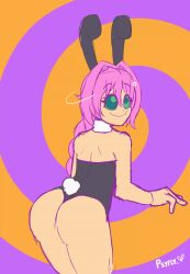  animated animated_gif ass astolfo_(fate/grand_order) bare_legs braid bunny_ears bunnysuit fake_animal_ears fake_tail fate/grand_order fate_(series) femboy green_eyes happy_trance kaa_eyes leaning_forward long_hair male_only malesub pink_hair ponytail psyfly ring_eyes short_hair signature simple_background smile solo spiral_background standing 