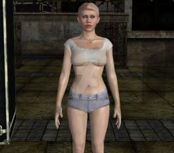 3d barbie_deep blonde_hair breasts collarbone femsub hitman_absolution jean_shorts large_breasts latinkaixa lipstick looking_at_viewer midriff necklace red_lipstick shirt short_hair shorts standing standing_at_attention underboob unhappy_trance whitewash_eyes xnalara