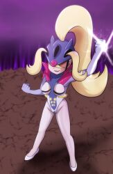  asatuyu blonde_hair femsub happy_trance korrina_(pokemon) leotard long_hair malamar_outfit nintendo pokemon tagme 