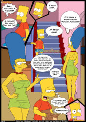  bart_simpson bimbofication breasts clothed comic heterosexual large_ass large_breasts marge_simpson text the_simpsons western 