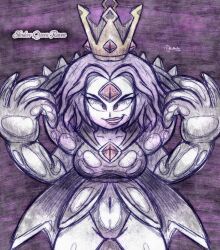 alternate_costume ameerashourdraws breasts clothed crown dc_comics english_text evil_smile eye_color_change female_only femdom femsub glowing_eyes large_breasts lipstick makeup nintendo paper_mario paper_mario:_the_thousand_year_door possession queen raven red_eyes royalty shadow_queen short_hair smile super_hero super_mario_bros. teen_titans text tight_clothing 
