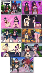 all_fours alternate_costume bent_over bike_shorts black_eyes black_hair bodysuit boots bra cameltoe cat_ears cat_tail catsuit choker cleavage collar comic corset dlobo777 empty_eyes exposed_chest face_paint female_only femsub guitar hair_covering_one_eye happy_trance headphones jacket juleka_couffaine kneeling kyoka_jiro large_breasts large_hips leather leotard lingerie long_hair maid maid_headdress mask military_hat military_uniform miraculous_ladybug motorcycle multicolored_hair multiple_girls multiple_subs my_hero_academia navel nude opera_gloves panties pasties ponytail presenting purple_hair red_eyes saluting short_hair shorts spiral standing_at_attention thigh_boots thighhighs topless