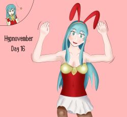 armor before_and_after blue_eyes blue_hair bunny_girl bunnysuit confuzzled drool eirika_(fire_emblem) femsub fire_emblem fire_emblem_heroes fire_emblem_the_sacred_stones happy_trance hypnovember nintendo pantyhose pendulum spiral spiral_eyes symbol_in_eyes