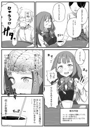 artist_request dazed drool empty_eyes monochrome school_uniform tagme translation_request