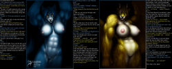  abs arashidrgn_(manipper) big_muscles blue_hair bottomless brain_drain breasts brown_hair caption caption_only cat_girl dog_girl femsub furry green_eyes hypnotic_eyes large_breasts leopard_girl maledom manip multiple_girls multiple_subs muscle_girl nude sexism short_hair strype text topless wolf_girl yellow_eyes 