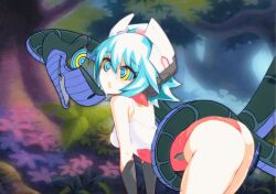  animated animated_eyes_only animated_gif ass azure_striker_gunvolt blue_hair breasts disney flower happyhypno_(manipper) hat hypnotic_eyes jungle kaa kaa_eyes manip roro_(gunvolt) short_hair small_breasts snake source_request the_jungle_book trees 
