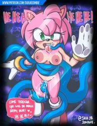  amy_rose blush bottomless breasts cum cum_in_mouth cum_in_pussy drool female_only femsub furry happy_trance hedgehog_girl nude open_mouth pussy ring_eyes sex skajrzombie smile solo sonic_the_hedgehog_(series) symbol_in_eyes tentacle_in_mouth tentacle_sex tentacles text tongue tongue_out topless 