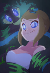  bandai_namco bare_shoulders breasts brown_hair clothed coils digimon digimon_adventure digimon_adventure_02 disguised_hypnotist drool femsub hairpin happy_trance hypnotic_eyes kaa_eyes kari_kamiya maledom night original outdoors restrained short_hair smile snake xerxes_(rctdelta20) 