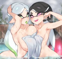  bath blush bottomless breasts callie_(splatoon) chloespl_(manipper) cousins female_only femsub happy_trance inkling jtveemo long_hair looking_at_viewer manip marie_(splatoon) multiple_girls nintendo nude open_mouth smile spiral spiral_eyes splatoon squid_sisters symbol_in_eyes tentacles tongue tongue_out topless twintails water 