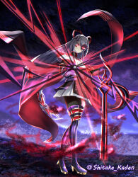  black_hair corruption exosister_mikailis eye_color_change femsub gloves glowing_eyes hair_color_change high_heels long_hair looking_at_viewer orange_eyes orb possession red_eyes shitake_kaden standing super_starslayer_ty-phon_-_sky_crisis tagme weapon yu-gi-oh! 