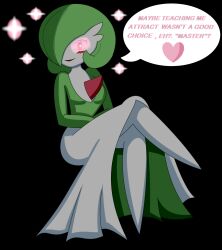  _locoman1 dialogue female_only femdom gardevoir glowing glowing_eyes heart looking_at_viewer nintendo non-human_feet pokemon pokemon_(creature) pov pov_sub smile solo text 