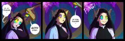 black_hair butterfly comic demon_slayer disney english_text hair_ornament hypnotic_eyes kaa kaa_eyes kanae_kocho multiple_views orkart outdoors ping signature sitting snake text the_jungle_book trees