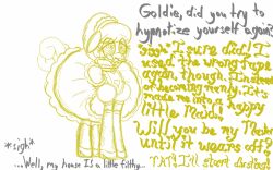 accidental_hypnosis androgynous animals_only artist_request crossdressing feminization heart heart_eyes horse maid malesub monochrome my_little_pony original self_hypnosis symbol_in_eyes text