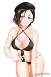 bikini breasts brown_hair cleavage coco_adel female_only femsub happy_trance hat icontrol_(manipper) kimmy77 large_breasts leaning_forward manip navel rwby short_hair simple_background smile solo spiral_eyes sunglasses swimsuit symbol_in_eyes white_background