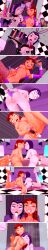  ahegao ass bow_tie breasts bukkake cuffs cum cum_in_mouth cum_on_face dc_comics dildo eye_roll femsub hypnotic_app japanese_text masturbation multiple_girls nail_polish pasties pink_eyes progress_indicator purple_hair raven reverse_bunnysuit starfire symbol_in_eyes tagme teen_titans text totalsun vibrator 