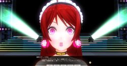 3d earrings expressionless kamen_writer_mc maid_headdress mc_trap_town pink_eyes red_hair rina_(mc_trap_town) screenshot standing_at_attention tagme translation_request