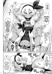  abs altered_common_sense arms_above_head bandana bea_(pokemon) bodysuit breasts clothed_sex comic dark_skin erect_nipples femsub glowing_eyes grey_hair greyscale hard_translated indifferent instant_loss maledom midriff nintendo noumiso on_back penis pokemon pokemon_sword_and_shield pussy sex short_hair small_breasts spread_legs sweat text tied_shirt tomboy torn_clothes translated unaware vaginal 