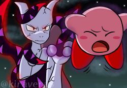  angry aura body_markings corruption crossover dharkon floating glowing kiravera8 kirby kirby_(series) mewtwo night nintendo open_mouth parasite pokemon pokemon_(creature) possession psychic red_eyes slit_pupils super_smash_bros. tentacles unhappy_trance watermark 