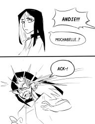  andie_(spicymancer) comic dungeons_and_dragons fairy greyscale magic mochabelle_(spicymancer) spicymancer text white_background 