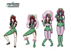 before_and_after comic expressionless femsub green_eyes hong_meiling idpet pink_hair red_hair robotization text touhou transformation visor