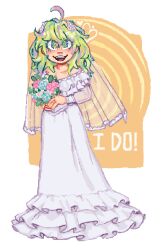 bridal_veil female_only femsub multicolored_hair my_hero_academia pixel-chan-doodles toru_hagakure wedding_dress wedding_ring